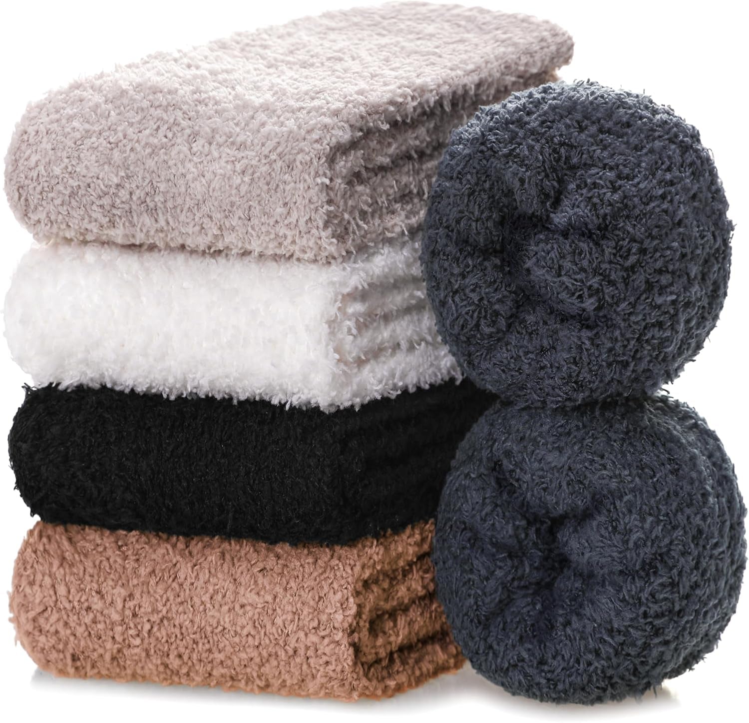 Womens Fuzzy Slipper Socks Super Soft Microfiber Fluffy Cozy Winter Warm Fuzzy Crew Socks