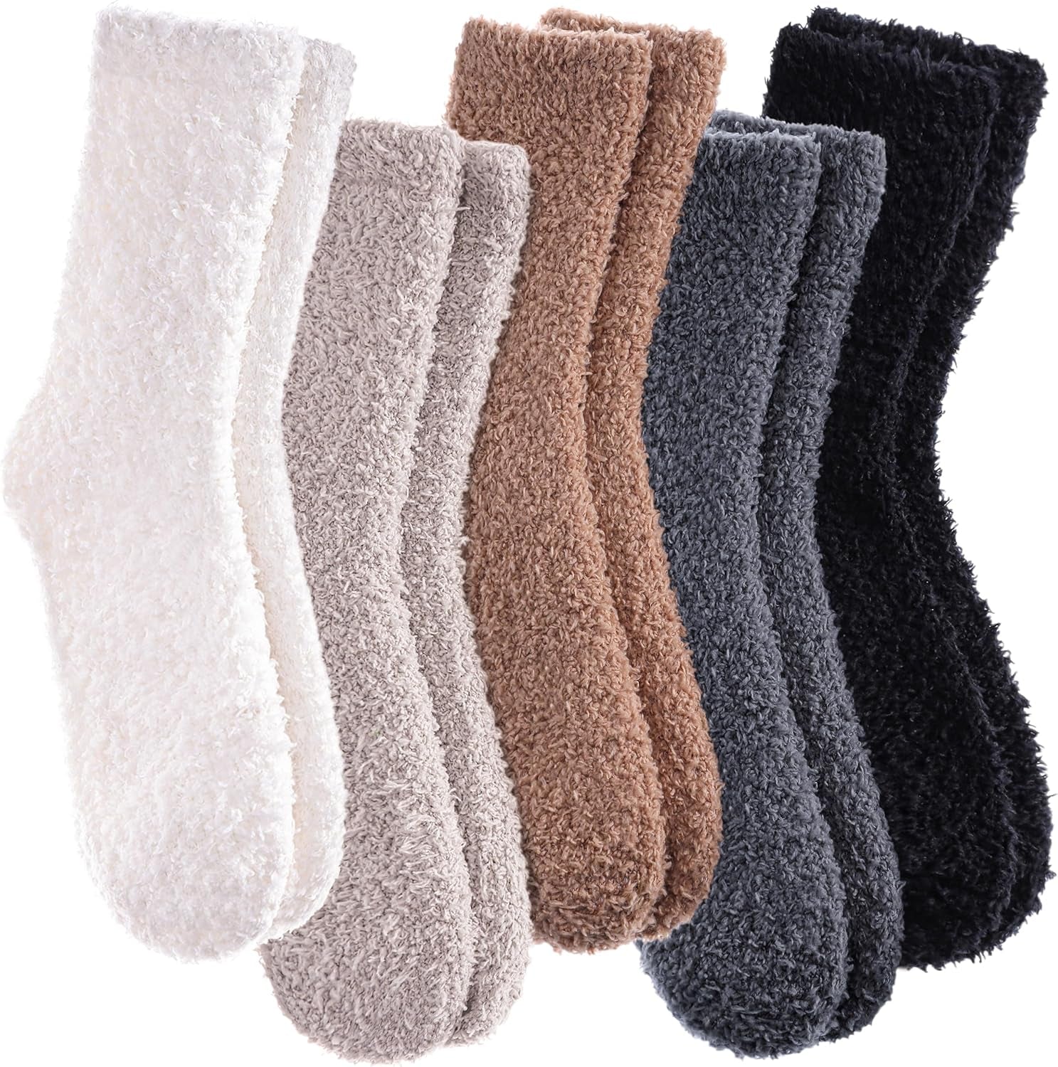 Womens Fuzzy Slipper Socks Super Soft Microfiber Fluffy Cozy Winter Warm Fuzzy Crew Socks